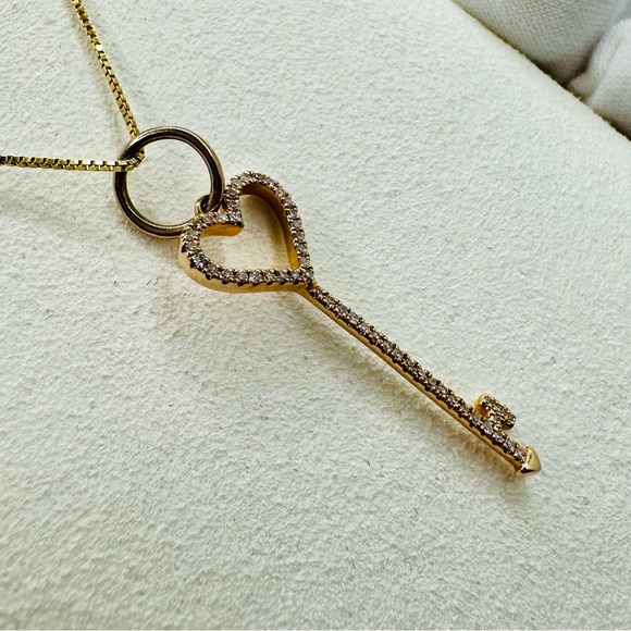NEW! 14k Rose Gold Diamond Key Pendant - Picture 7 of 13